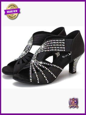 Rhinestones Ballroom Dance Shoes Latin Salsa Wedding Practice 2.5in Heels